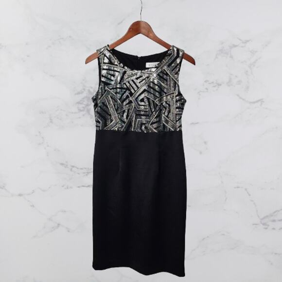 Kasper Black Dress Sleeveless Sequinned Size 4 - Picture 1 of 3